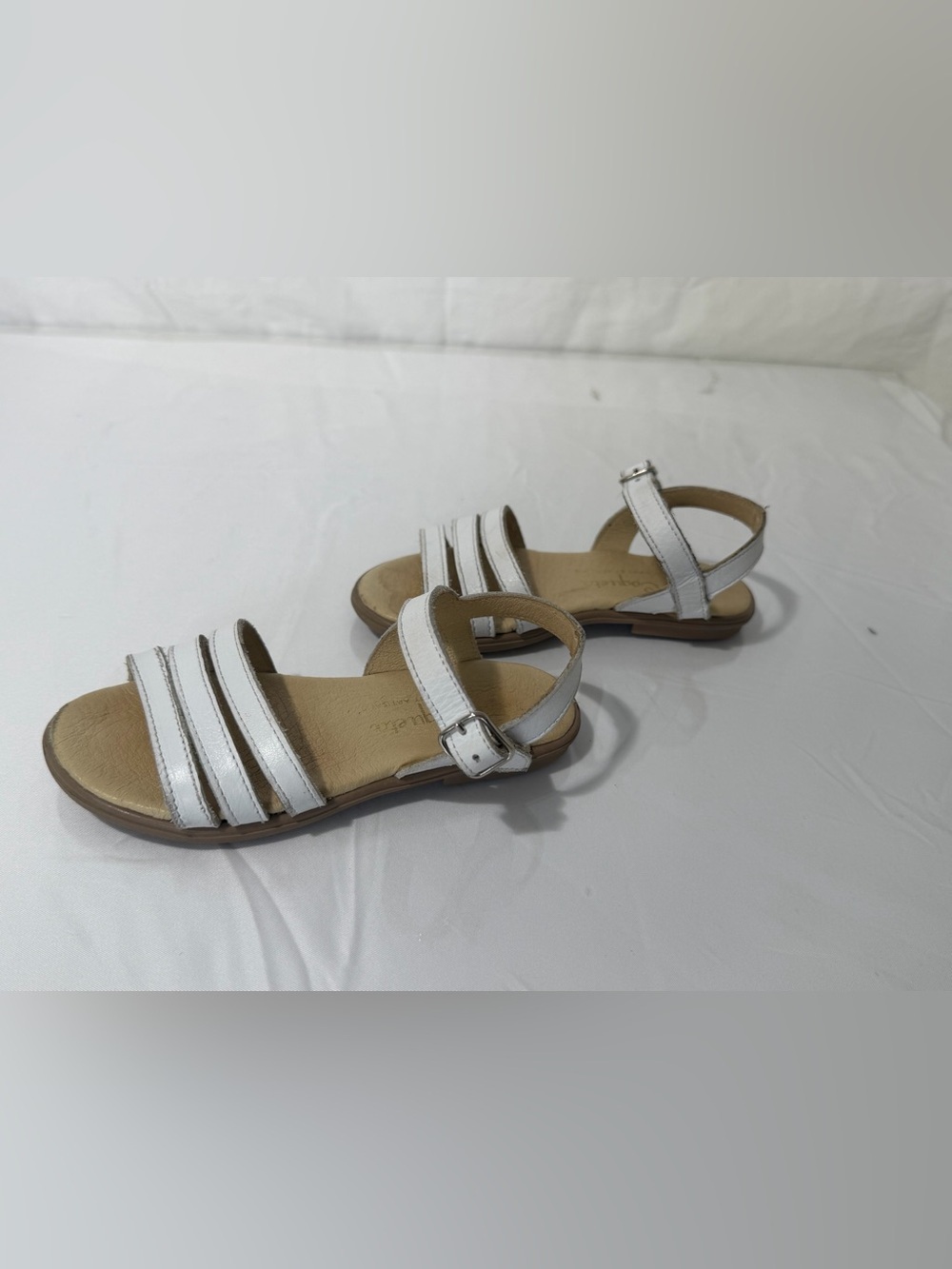 La Coqueta Sienna White Nappa Leather Sandals Girls Size 26 EU / US 9.5 - Picture 9 of 15